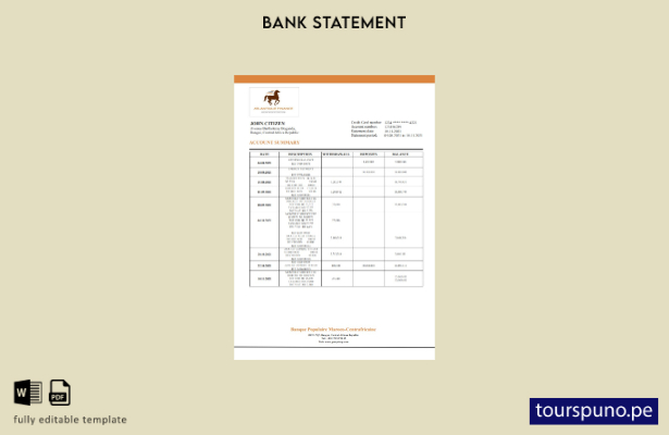 listo para imprimir plantilla de extracto bancario del Banque Populaire Maroco C